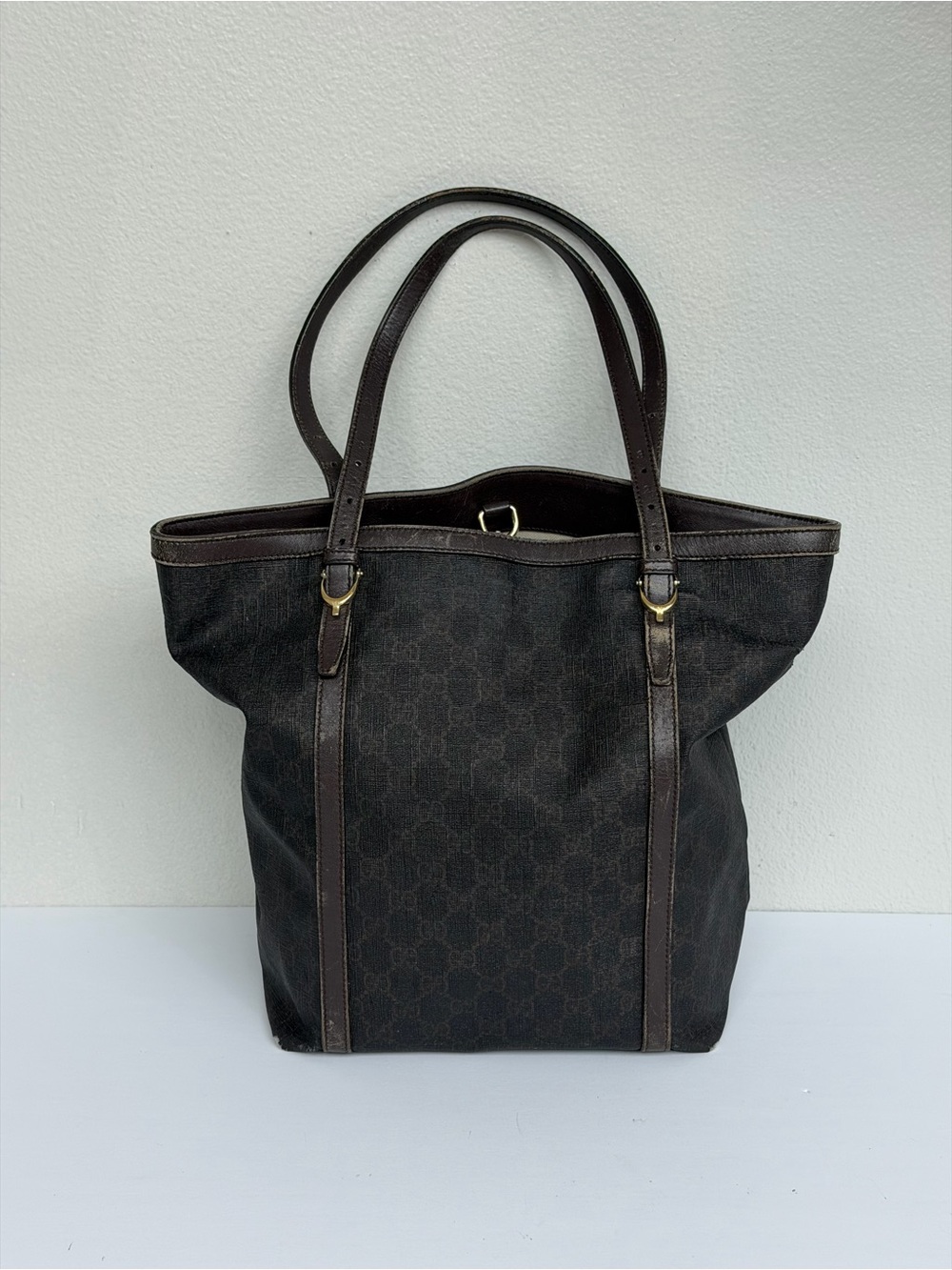 Gucci GG Canvas PVC Tote Bag Brown